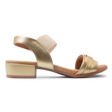 Imagem de Sandália Usaflex Feminina Salto Bloco Baixo Couro Casual AI27013