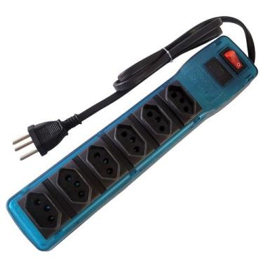 Imagem de Filtro de Linha Extensão 6 tomadas 10A para TV Carregador Notebook Azu