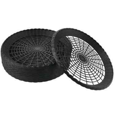 Imagem de WYOMER Pacote com 15 suportes de placa de papel de plástico preto de 25 cm, suporte especial de placa de papel oco, imitação de vime tecelagem reutilizável suporte de placa