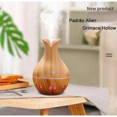 Imagem de Mini Umidificador De Ar Difusor Aromatizador Cor Madeira USB Ultrassôn