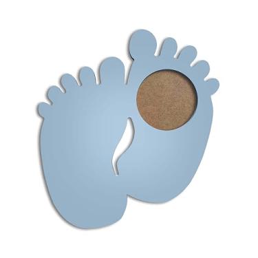 Imagem de Porta Maternidade Colorido Em Forma de Pezinhos Em Mdf Com PVC Antirreflexo Cor:AZUL CANDY;Tamanho:27x30 cm
