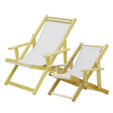 Imagem de Kit 2 Espreguiçadeiras Adulto E Infantil-branco