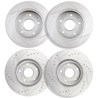 Imagem de ECCPP 31347 31245 Rotores de freio a disco sólido dianteiros ventilados e traseiros adequados para Acura CSX 2007-2010, Acura ILX 2013-2015, Honda Civic 2006-2011 2013 2015