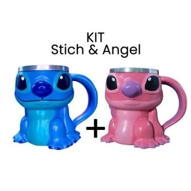 Imagem de Caneca Do Stitch E Angel Casal Em Resina 3d Kit Presente - ARTESANAL