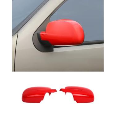 Imagem de Capas de espelho retrovisor totalmente compatíveis com Chevy Silverado GMC Sierra Avalanche Tahoe Suburban Yukon Escalade ESV 2007-2014 Tampas de espelho retrovisor, vermelho