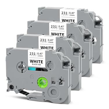 Imagem de HUIMAZJIA Tze Fita branca laminada de 12 mm 1,2 cm compatível com fita adesiva Brother 12 mm 1,2 cm branca Tze-231 Tz-231 P Touch Tz 12 mm 1/5.1 cm Etiqueta para PTD210 PT-D220 PTD400 PTD600 PT-D610BT