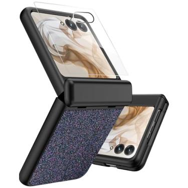 Imagem de NINKI Capa para Motorola Razr 2024 com capa de dobradiça e protetor de tela [não serve para Moto Razr+], capa protetora flip de luxo Bling para Motorola Razr 50, capa Moto Razr 2024 5G - preta