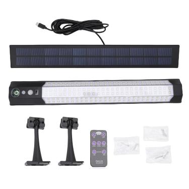 Imagem de Luz Solar Ao Ar Livre, 240 LEDs 6500k 3000lm Sensor de Movimento Luz de Segurança Solar Com Controle Remoto, Luz do Painel Solar IP65 área de 500sq Ft para Pátio, Cerca,