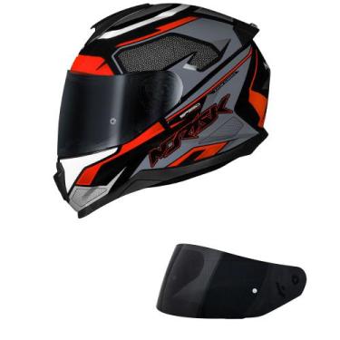 Imagem de Capacete Norisk Razor Speed Max Cinza e Laranja Mais Viseira Fumê, 62