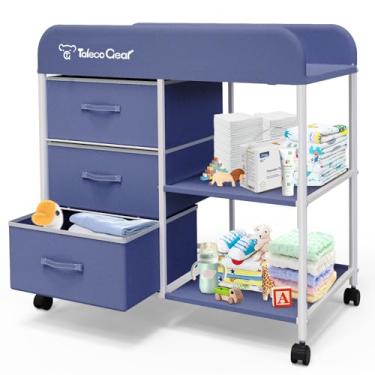 Imagem de G TALECO GEAR Trocador De Fraldas Portátil, Com Almofada À Prova D'Água, Cômoda E 3 Cestos Armazenamento, Organizador Móvel Para Quarto Bebê Itens Essenciais Recém-Nascidos