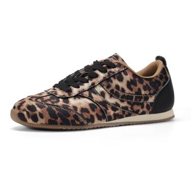 Imagem de LUCKY STEP Tênis feminino leve casual para academia, viagem, trabalho, tênis sem cadarço feminino, Leopardo, 38