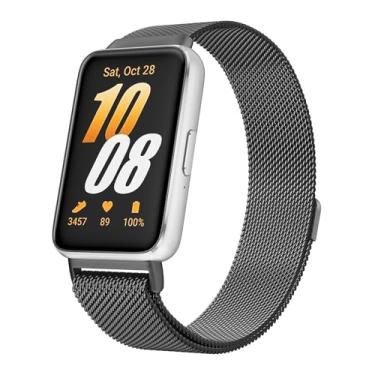 Imagem de Pulseiras de metal para Samsung Galaxy Fit 3 para mulheres e homens, pulseira de malha de aço inoxidável compatível com smartwatch Samsung Galaxy Fit 3 (preto)
