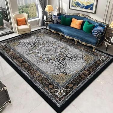 Imagem de Tapete retrô para sala de estar, decoração luxuosa e leve, para cabeceira de quarto, tapetes grandes (200 x 250 cm, 78,7 x 98 pol./Sem fiapos - 2)