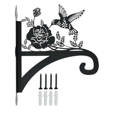 Imagem de Dualoai Planta de planta de montagem de parede gancho de gancho de animal silhueta pendurada cesto de planta cesta ao ar livre, Colibri