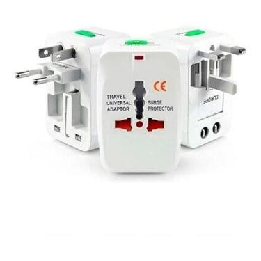 Imagem de Adaptador de Tomada Universal Para Viagem Padrão Internacional Europa UK EUA Asia Europeu 3 Pinos - VINWER