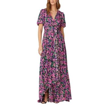 Imagem de Shoshanna Vestido maxi floral em aquarela Estelle feminino, Azul-marinho/Fúcsia Multi, 0