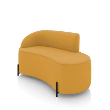 Imagem de Sofá 2 Lugares Orgânico 140cm Pé Ferro Preto Morgan Veludo Mostarda D03 - D`rossi