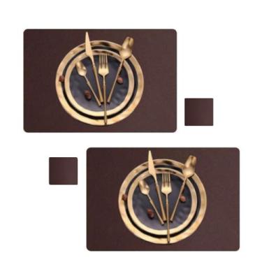 Imagem de Jogo Americano Sousplat Retangular 10 pçs Limpa Facil couro - GENERTOY