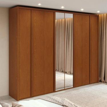 Imagem de Guarda-roupa Casal 100% Mdf 8 Portas Easy Glow Com Espelhos Frassino