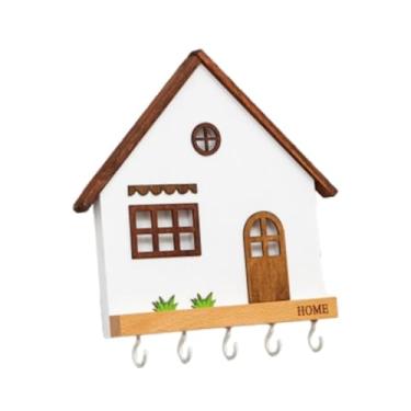 Imagem de Ｂｅｓｇａ Chappeleiro de chave de madeira, 5 ganchos de parede decorativa rústica cabide pendurada para casaco Wood Key Storage Storage para entrada em casa, Branco