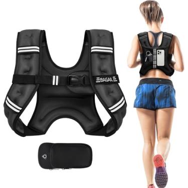 Imagem de BAGAIL Colete com peso de 2,3 kg/4,5 kg/5,4 kg/6,8 kg/9,1 kg/11,3 kg/13,6 kg com bolsa removível para telefone, colete para mulheres, homens, caminhada, perda de peso, treinamento, corrida