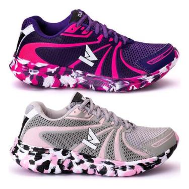 Imagem de Kit 2 Pares Tênis Feminino Academia Exercício Funcional Leve Macio - O
