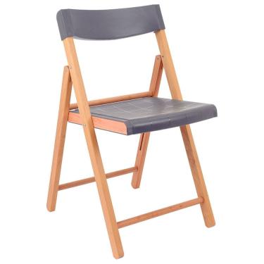 Imagem de Cadeira de Madeira Dobrável Tramontina Potenza Natural Polipropileno Grafite