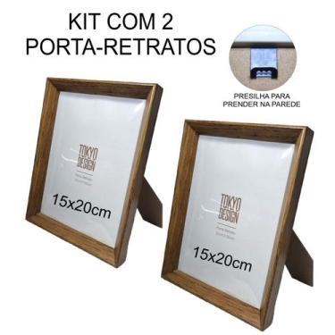 Imagem de Kit 2 Porta Retrato 15x20cm Madeira Moldura de Parede Foto - MultiA, M