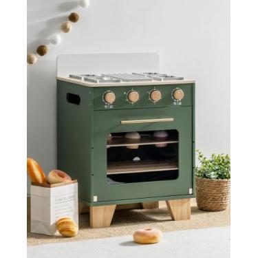 Imagem de Conjunto de cozinha Toy Oven Play ROBOTIME Wooden para crianças vintag