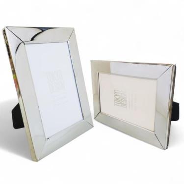 Imagem de Porta Retrato 10x15 Metalizado Prateado Proteção em Vidro - Tokio Desi