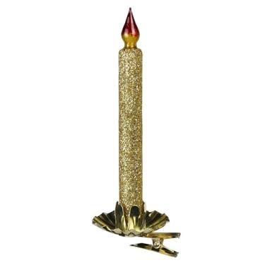 Imagem de HomArt Enfeite de clipe de vela, 12 cm, vidro, dourado