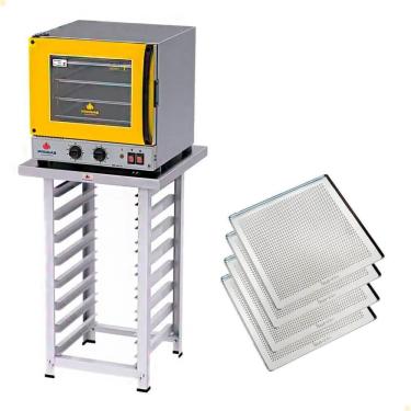 Imagem de Kit Forno Elétrico Progás Turbo Fast Oven 127V Com Mesa PRP-004 G2 E 4 Bandejas Imeca