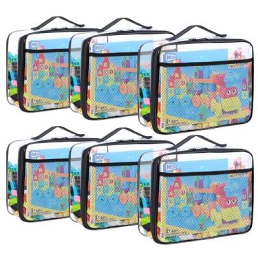 Imagem de Pacote com 6 sacos de armazenamento de brinquedos, armazenamento de jogos de tabuleiro transparente reutilizável, organizador de PVC impermeável, bolsas organizadoras de armazenamento de brinquedos