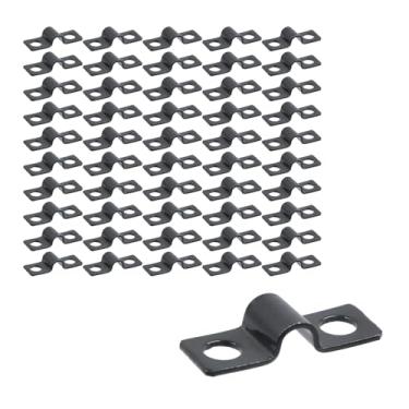 Imagem de Crapyt 50 braçadeiras de tubo galvanizadas M6 com dois furos em U, tiras de tubo de 1/4 polegada, clipes de retenção de fio, clipe de conduíte preto para instalação de cabo de fio