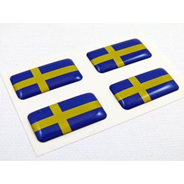 Imagem de Decalques de bandeira suecos com aba pequena da Suécia 4 emblemas para carro e barco de bicicleta. Adesivos