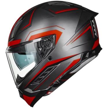 Imagem de ILM Capacetes Integrais Para Motocicleta Dot Ece Homens E Mulheres Com Viseira Dupla Inserção De Pinlock, Capacete Corrida Rua, Modelo Mf568 (Vermelho Preto, 2Xl)