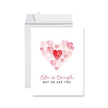 Imagem de Andaz Press Cartão Jumbo Funny Get Well Soon 21,6 x 28 cm Blank Life is Tough But So Are You Well Wishes Cartão de felicitações com envelope Big Sympathy Feel Better Soon From All Of Us Card, 1 pacote