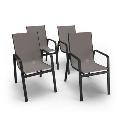 Imagem de Kit 4 Cadeiras Miami Gourmet Alumínio Preto Tela Fendi