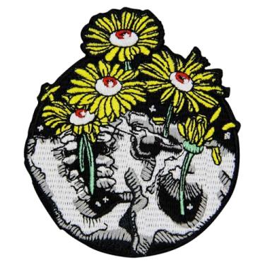 Imagem de ZEGINs Emblema bordado Death and Hope Daisy Grow Up On Skull com aplique de ferro na costura