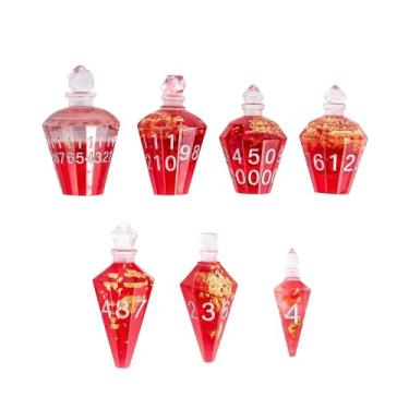 Imagem de CRITALLIC 7PCS Potion DND Dice Set,Transparent Sharp Edge Die Set D&D RPG Polyhedral Dice,for Dungeons and Dragons TTRPG Games Roleplaying Games.(Red with Gold Foil)