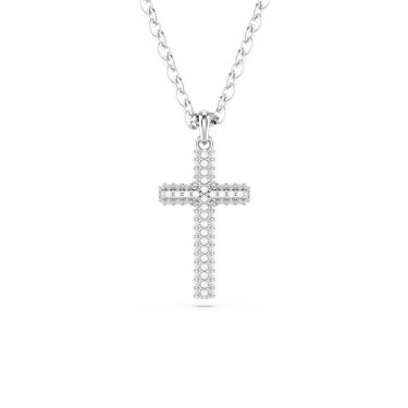 Imagem de Swarovski Pingente de insígnia, pavé, cruz, transparente, acabamento de ródio, One Size, Zircônia cúbica, Zircônia cúbica