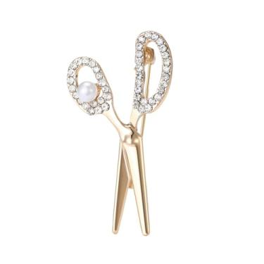 Imagem de Broche de tesoura de zircônia cúbica delicada para mulheres e homens, banhado a ouro/prata, fofo, delicado, exclusivo, cristal, pérola, alfaiate, alfinetes, lapela para chapéu, bolsa, terno, gravata