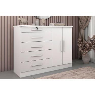 Imagem de Cômoda de Quarto Istambul c/ 2 Portas e 5 Gavetas Neve - Tcil Móveis