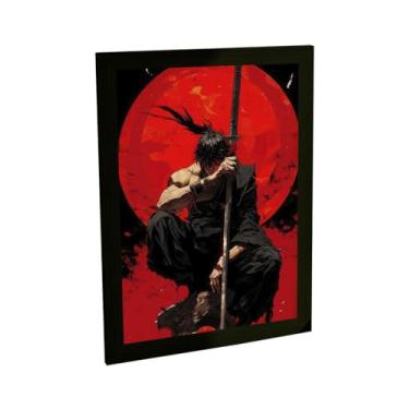 Imagem de Quadro Decorativo Anime Samurai Sombrio Lua Vermelha