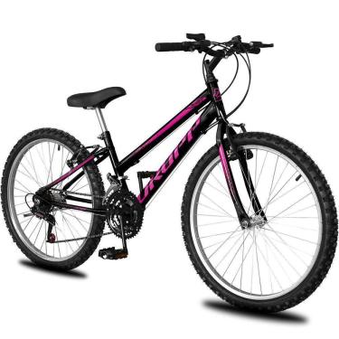 Imagem de Bicicleta Aro 26 Infantil Feminina 18 Vel Marchas Dropp Sport Freio V-brake - Preto+rosa - único Preto+rosa