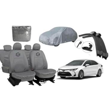 Imagem de Kit capa couro cinza Corolla + brinde de limpador - ferro tech br