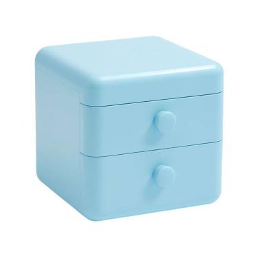Imagem de Mini Organizador Azul 02 Gaveta Armazenamento Joias Objetos