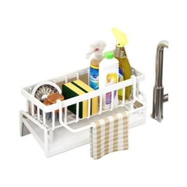 Imagem de Organizador De Pia De Cozinha Em Plástico ABS Auto-Drainante Com Porta