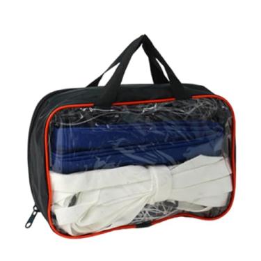 Imagem de Vaveren Rede de vôlei de piscina portátil dobrável fácil de montar rede de treinamento com bolsa de armazenamento para piscina ao ar livre quintal gramado, Azul Escuro