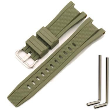 Imagem de MCXGL Pulseira de relógio de substituição compatível com Gshock para Casio GST-210 GST-W110 GST-W100 GST-S110 GST-S100 GST-B100 GST-S300, Fivela prateada verde militar, 26mm, Moderno